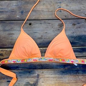Neon orange embellished VS Swim top